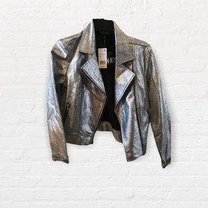 IN Awe Metallic Silver Blazer Jacket✨HP✨Retro Space Futuristic Party Festival